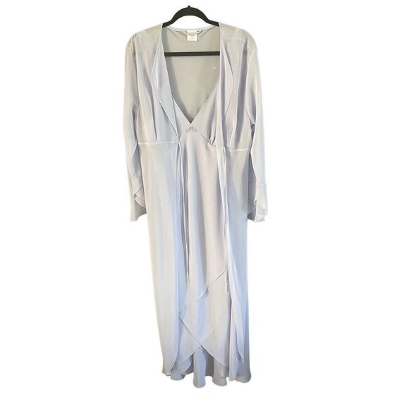 Cabernet Womens White V-Neck Sleeveless Asymmetrical Hem Dress With Robe Size XL - Picture 6 of 16